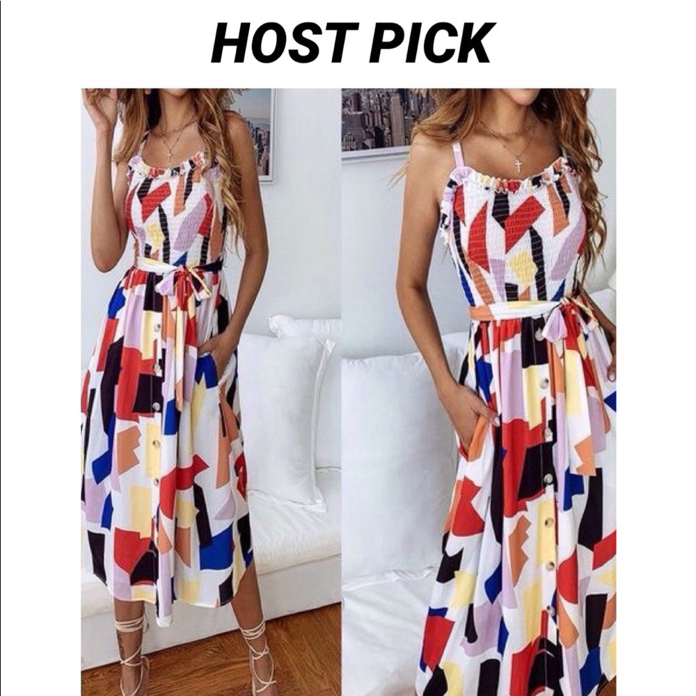 🎉 HP 06/06/19 🎉 🌹Sz L Abstract Midi Sundress🌹